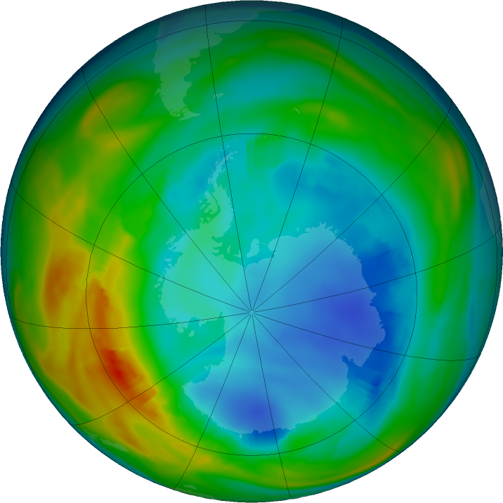 Antarctic ozone map for 02 August 2016
